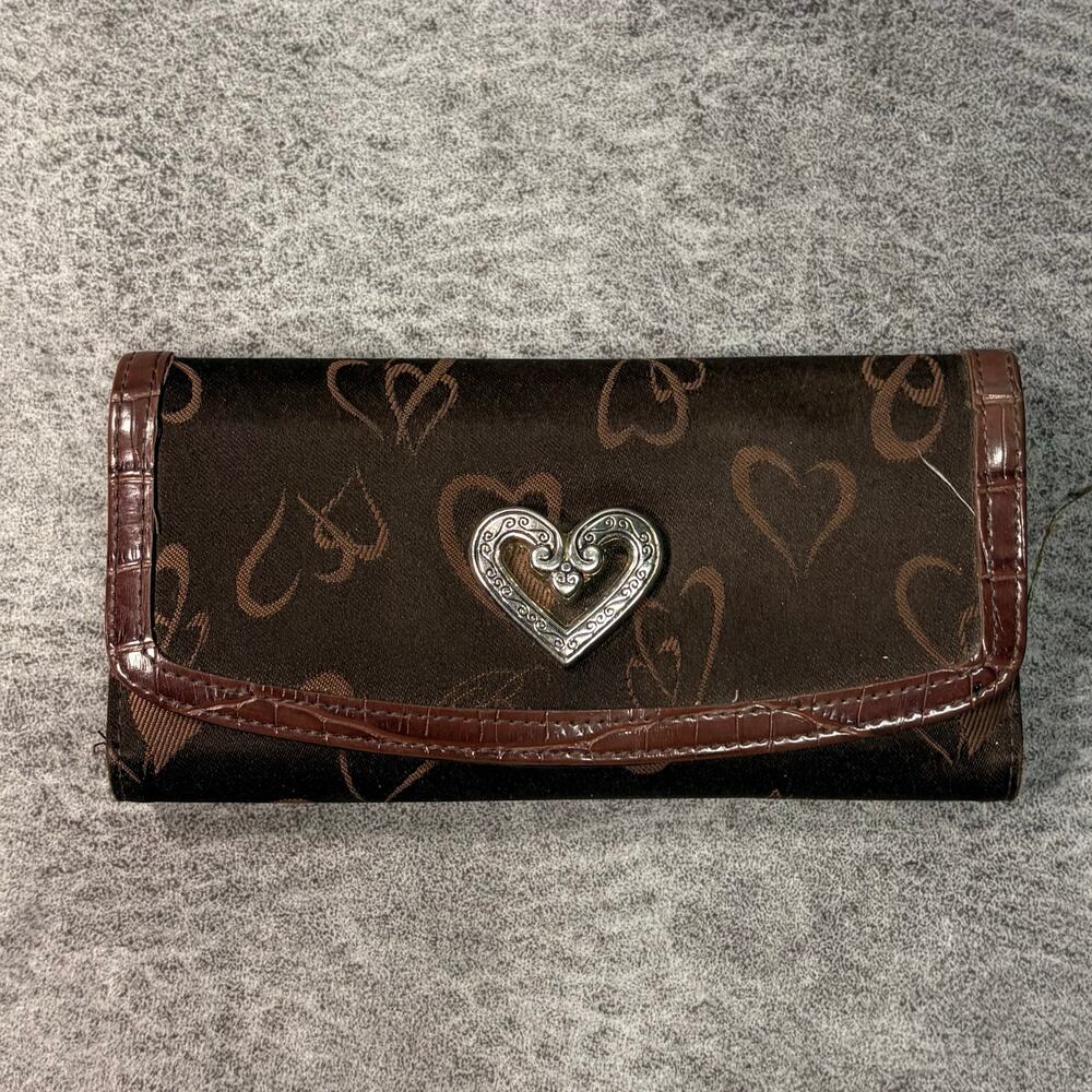 Brown Vintage Heart Print Clutch Wallet